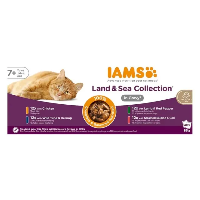 IAMS Delights Senior Land & Sea Collection in Gravy 48x85g