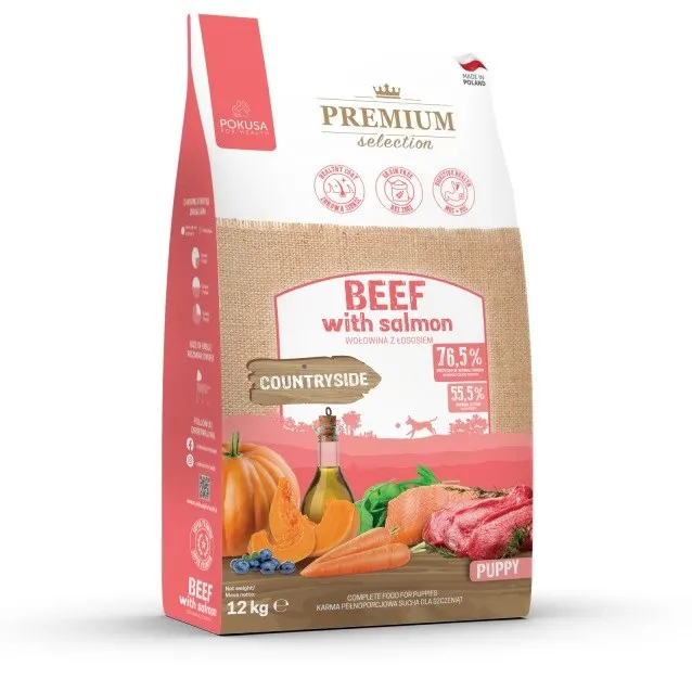 Pokusa Premium Selection wołowina z łososiem 12kg