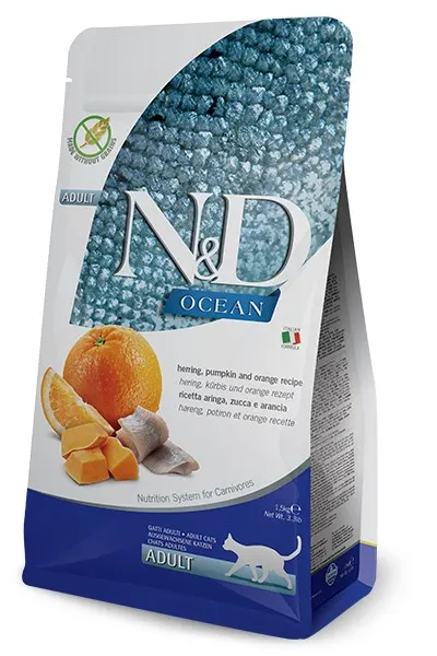 FARMINA N&D Ocean Herring Pumpkin & Orange Adult - sucha karma dla kota - 1 5kg