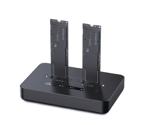 GEMBIRD STACJA DOKUJĄCA PODWÓJNA DO DYSKÓW M.2 SATA I NVME SSD CZARNA