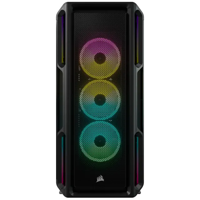 Korsarz, Inteligentna obudowa ze szkła hartowanego, iCUE 5000T RGB, Szyba boczna, Czarny, Wieża środkowa, Zasilacz w zestawie Nie, Format ATX