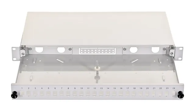 Alantec Przełącznica światłowodowa 24xSC simplex / 24xLC duplex 19 1U z płytą czołową oraz akcesoriami montażowymi (dławiki opaski) wysuwalna (FOP-1U-24SCS-S)
