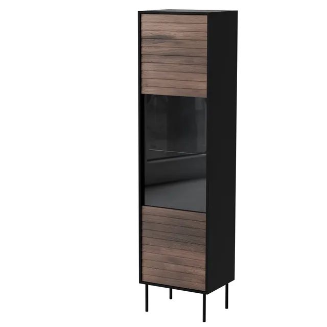Witryna CORTINA 53x40x182 czarny/orzech