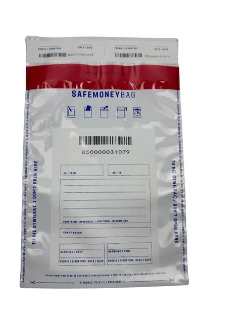 SAFEMONEYBAG Koperty bezpiecznie depozytowe transparent B5 190mmx260mm+35mm 100 szt w opakowaniu