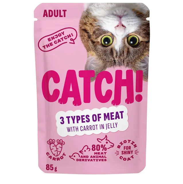 CATCH 3 różne mięsa z marchewką w galaretce (kurczak kaczka wołowina) 85g
