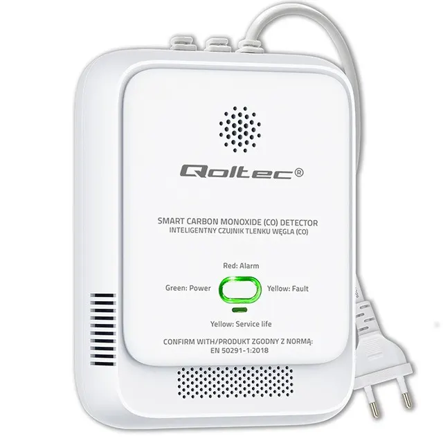 QOLTEC CZUJNIK TLENKU WĘGLA (CZADU), DETEKTOR CO, ALARM 85DB LED