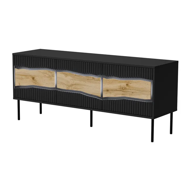 Szafka RTV INSERTO 3D 143 5x40x61 5 czarny + LED