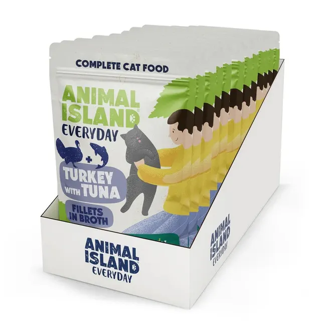 ANIMAL ISLAND indyk z tuńczykiem saszetki dla kota 12x85g
