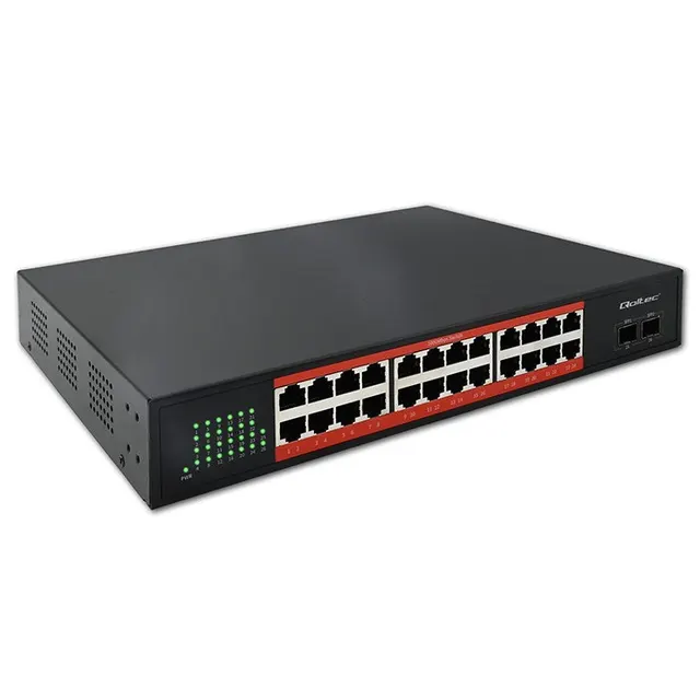 Qoltec Przełącznik sieciowy SWITCH Gigabit Ethernet, 24x RJ45, 2x SFP, 1000 Mb/s
