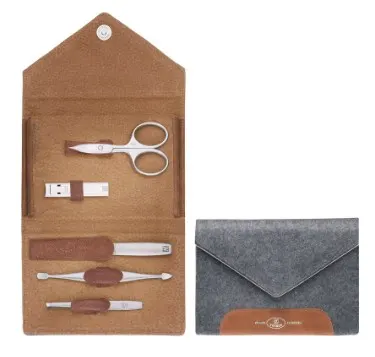 Zestaw podróżny do manicure ZWILLING 97699-005-0 Twinox – szare filcowe etui 5 elementów