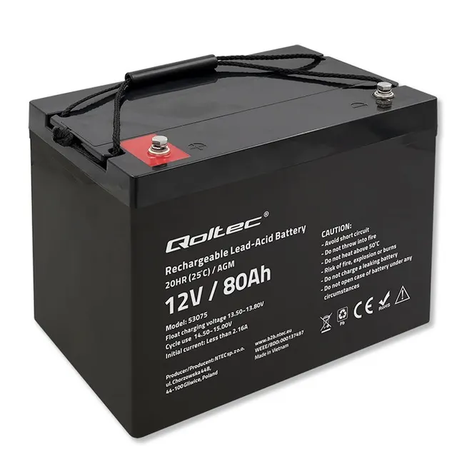 QOLTEC AKUMULATOR AGM 12V, 80AH