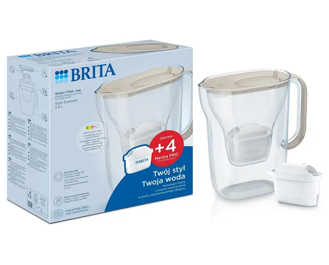 Dzbanek filtrujący Brita Style Essential+4 wkłady MaxtraPro PP (piaskowy; 2 4l)
