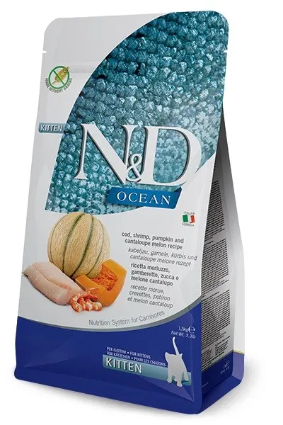 FARMINA N&D Ocean Cat Cod Shrimp&Pumpkin - sucha karma dla kociąt - 1 5 kg