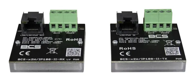 BCS BCS-X2W/IP100-II konwerter sieciowy 100 Mbit/s Czarny