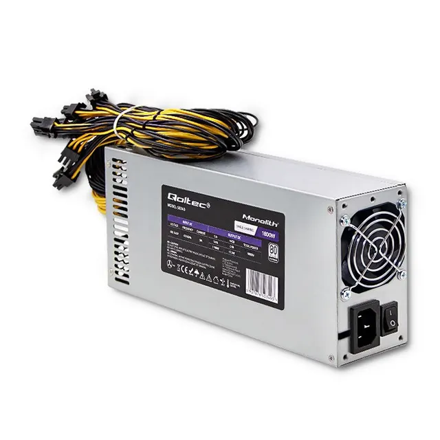QOLTEC ZASILACZ PCI-E 1800W, 80 PLUS PLATINUM, GAMING MINER