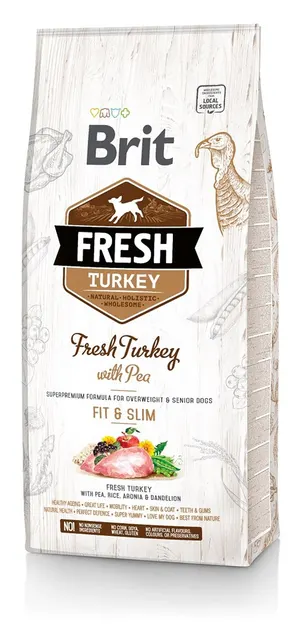 BRIT Fresh Turkey & Pea fit & slim - sucha karma z indykiem dla psów o niskiej aktywności i z nadwagą - 12 kg