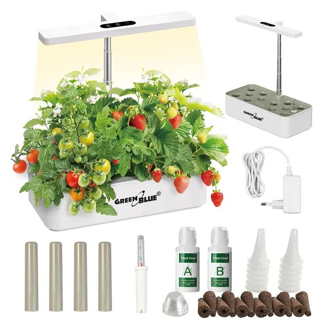 GREENBLUE INTELIGENTNY SYSTEM WEWNĘTRZNEJ UPRAWY ROŚLIN DONICZKA SMART POJEMNOŚĆ 4L NA 12 ROŚLIN DIODY LED FULL SPECTRUM