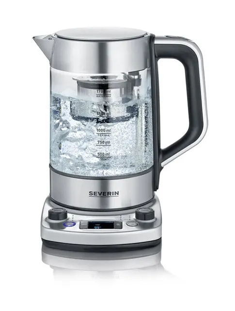 SEVERIN CZAJNIK ELEKTRYCZNY SZKŁO-STAL REG. TEMPERATURY SITKO DO HERBATY AUT. PROGRAM KONTROLER STRIX 1 7L 3000W WK3422
