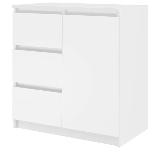KOMODA 1 DRZWI 3 SZUFLADY BIEL KOMPLET