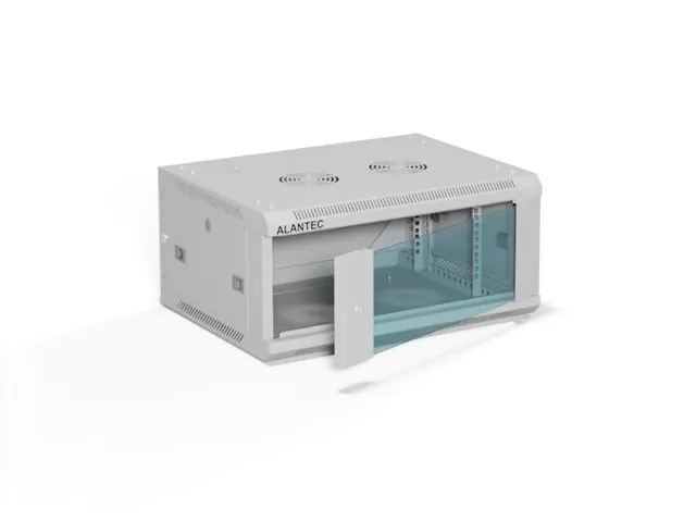 ALANTEC Szafa wisząca 19 4U 600x450 drzwi szklane kolor szary zmontowana (SW-4U-600-450-01-SA)