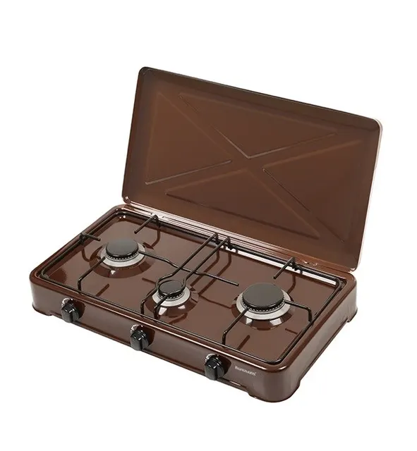 Kuchenka gazowa nastawna Ravanson K-03BR, 3 palniki, ruszt, gaz LPG, brązowy
