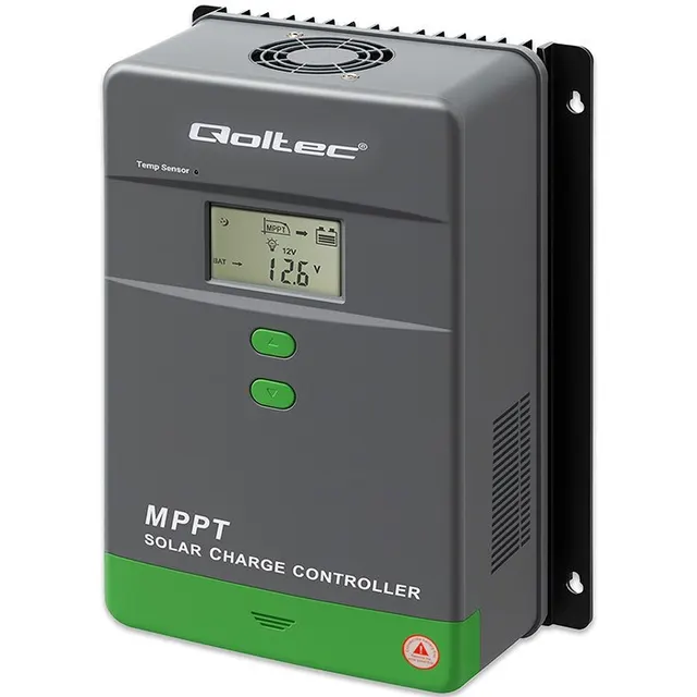 Solarny regulator ładowania MPPT Qoltec 53664 z czujnikiem temperatury 50A, 12V / 24V, LCD, Bluetooth, APP, GEL, LiFePO4