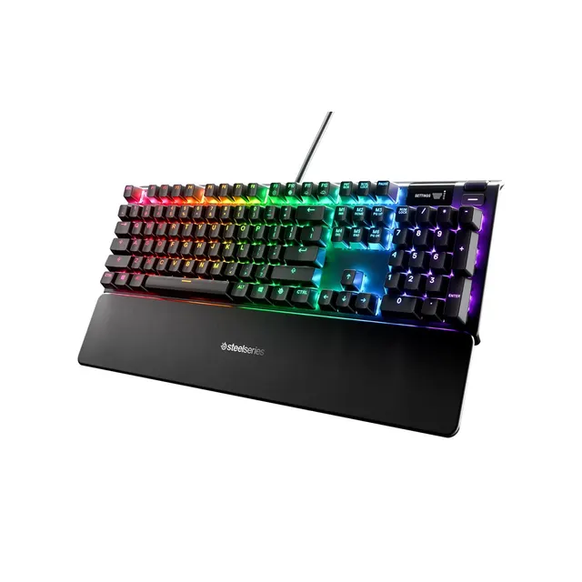 Klawiatura gamingowa SteelSeries Apex 5 układ amerykański przewodowa czarna Klawiatura gamingowa SteelSeries Apex 5 Hybrydowe niebieskie mechaniczne przełączniki do gier gwarantowane na 20 milionów naciśnięć inteligentny wyświetlacz OLED wyświetl
