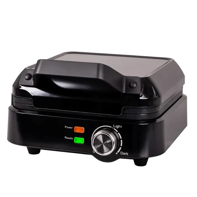 ELDOM GOFROWNICA WA900 WAFLO 1200-2000W PŁYNNA REGULACJA TEMPERATURY BLOKADA POKRYWY NIENAGRZWAJĄCY SIE UCHWYT