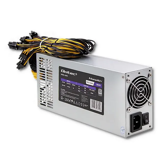 QOLTEC ZASILACZ PCI-E 1850W, 80 PLUS PLATINUM, GAMING MINER