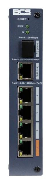 BCS BCS-L-SP0401G-1SFP-M przełącznik sieciowy Zarządzany Fast Ethernet (10/100) Obsługa PoE
