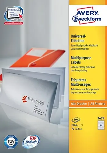 Avery 3479 etykiet do nadruku Biały Samoprzylepne etykiety do drukowania