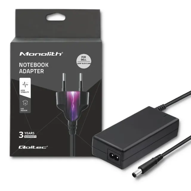 Zasilacz Qoltec 51519.65W do notebooka DELL (19 5 V; 3 34 A; 65W; 7.4 mm x 5 mm)