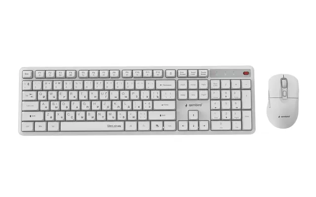 GEMBIRD BEZPRZEWODOWY ZESTAW KLAWIATURY + MYSZ SILENT KEY PRO BUSINESS BIAŁY UKŁAD RU