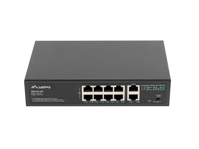 Switch Lanberg RSFE-8P-2GE-120 PoE+ Rack 10 /19