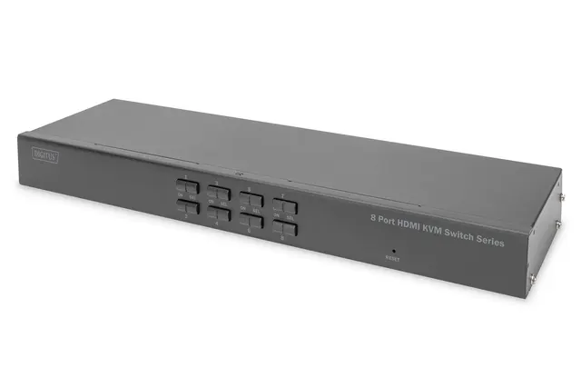 Przełącznik KVM 8 portowy Rack 19 4K 30Hz 8xHDMI IN 1xHDMI OUT 2xUSB A