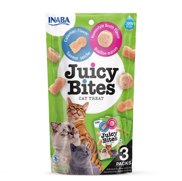 INABA Juicy Bites O smaku domowego bulionu i kalmara - przysmak dla kota - 3x11 3 g