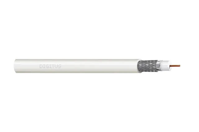 Kabel koncentryczny DIGITUS RG-6 75 Ohm ekran (2x folia +oplot 77%) Eca PVC 100m biały