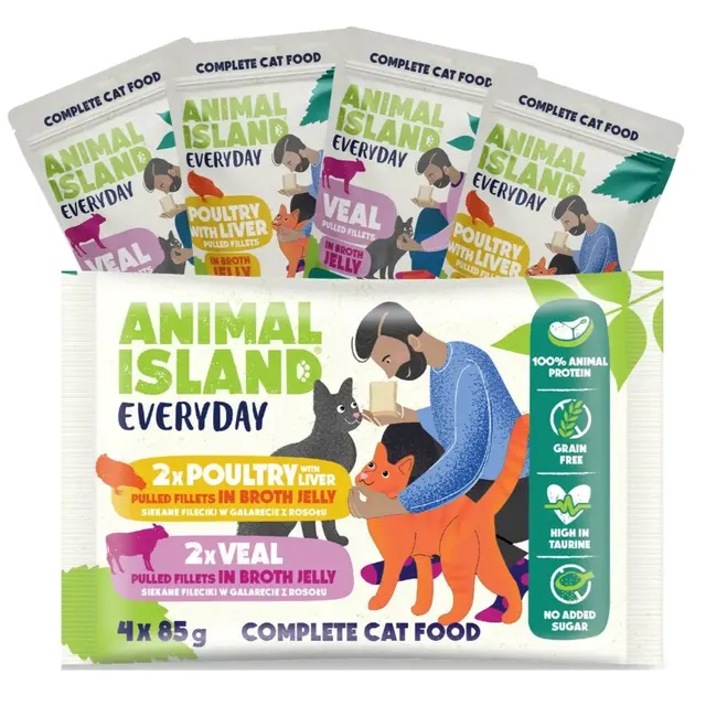 Animal Island NEW JELLY EVERYDAY 4-PACK SASZETKA 4X85g dróg z wątróbką cielęcina