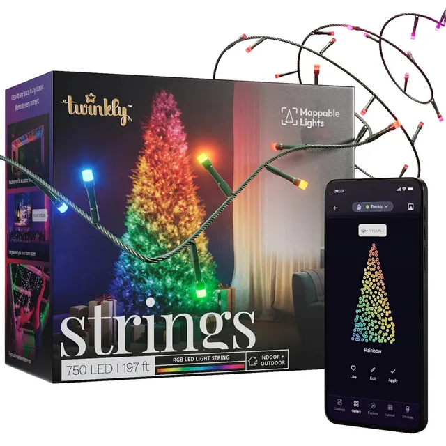 Twinkly Strings – 750 RGB Ciąg świetlny czarny przewód typ wtyczki F