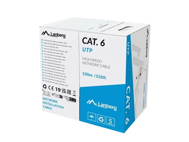 Lanberg LCU6-11CU-0100-S kabel sieciowy Szary 100 m Cat6 U/UTP