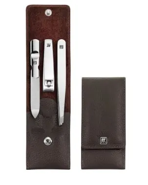 Zestaw podróżny do manicure ZWILLING 97678-007-0 Classic Inox – brązowe skórzane etui 3 elementy