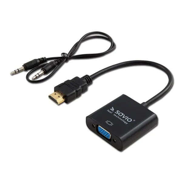 Adapter SAVIO CL-23/B (HDMI M - D-Sub (VGA) F; 0 20m; kolor czarny)