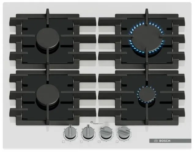 Płyta gazowa Bosch PPP6A2I40 Serie 6 90 cm, 4 palniki, ruszty żeliwne, zapłon elektryczny, czarny szkło