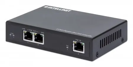 Intellinet 561600 przedłużacz sieciowy Nadajnik sieciowy Czarny 10 100 1000 Mbit/s