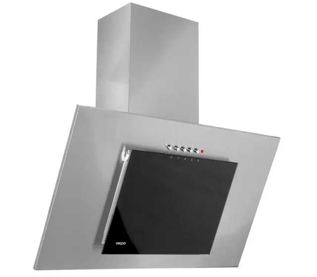 Okap kominowy AKPO WK-4 NERO ECO 50 cm, LED liniowy, szary / czarne szkło
