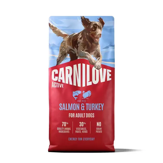 CARNILOVE ACTIVE Dog Dry Made with Salmon & Turkey for Adult All Breeds 12 kg