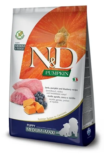 FARMINA N&D Pumpkin Lamb & Blueberry Puppy Medium & Maxi - sucha karma dla szczeniąt - 2 5kg
