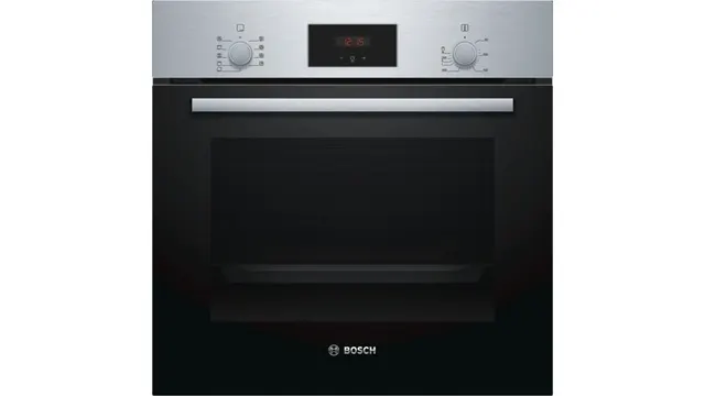Piekarnik elektryczny Bosch HBF114ES0 Serie 2 66 l, termoobieg 3D, prowadnice teleskopowe, asystent czyszczenia, czarno-srebrny