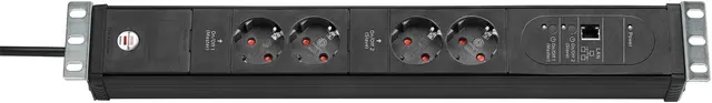 Listwa zasilająca brennenstuhl Premium-Web-Line V3 - do montażu w szafie serwerowej - Ethernet - Złącza wyjściowe: 4 - 48 3 cm (19 ) - 3 0 m Przewód