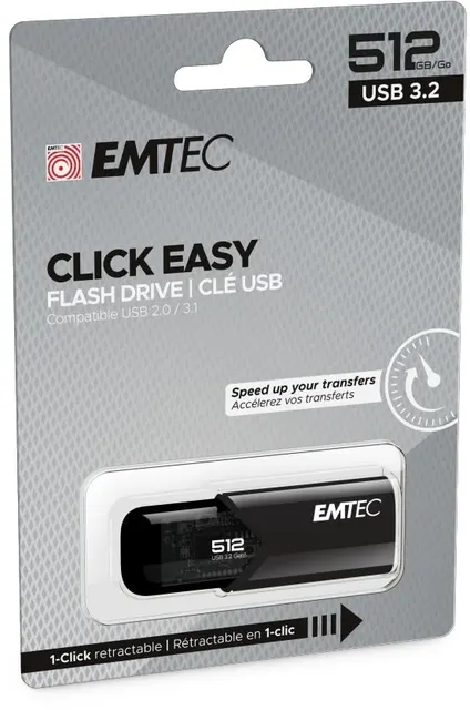 Emtec B110 Click Easy 3.2 pamięć USB 512 GB USB Typu-A 3.2 Gen 2 (3.1 Gen 2) Czarny